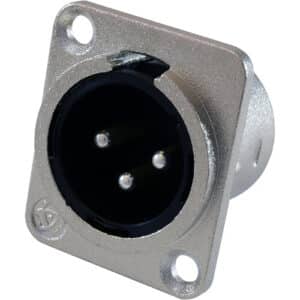 Connecteur XLR femelle 3 broches, idéal pour microphones, câblage audio pro, boîtier métallique robuste.