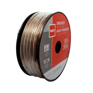 Fil haut-parleur 2x14AWG de 100 pieds sur bobine, pour une connexion audio claire et facile entre haut-parleurs et amplis.