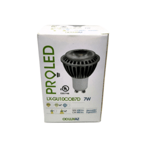 GU10 LUXAZ ProLED Series 5W 120V LED bulb, 4000K neutral white light with 100° angle, low power consumption and long life, ideal for indoor lighting.