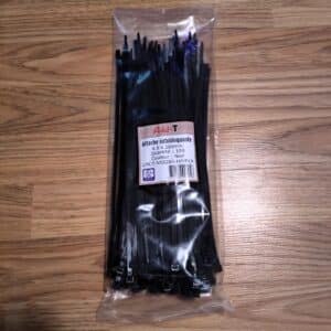 Attaches auto-bloquantes 280 mm noires (4.8x280), paquet de 100, nylon 66 UL94V-2, résistantes 50 lbs, idéales pour gros câbles.