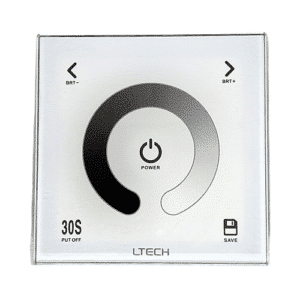 Panneau mural LTECH D1 à intensité ajustable pour DEL 12V/24V, 12A max, contrôleur tactile zone unique pour éclairage résidentiel et commercial.