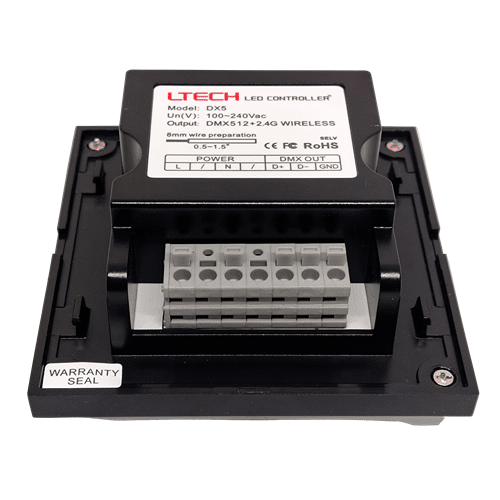 DX5 intensity-adjustable LED touch wall controller - DMX512 & RF 2.4 GHz - 4 zones