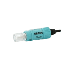 Connecteur fibre optique ST Belden AX105212‑S1 pour multimode OM3/OM4, installable sur site sans polissage ni colle.