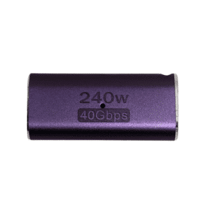 Union USB-C 40 Gbps compacte et robuste pour relier deux câbles USB-C, idéale pour données haute vitesse, vidéo et recharge rapide.