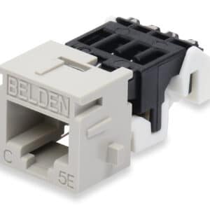 Connecteur modulaire RJ45 Belden AX100646 EZ-MDVO Cat5e, jack réseau jusqu’à 1 Gb/s avec contacts plaqués or et montage facile.