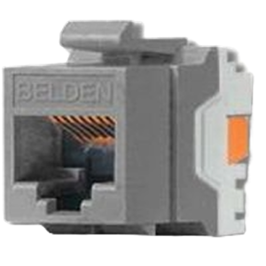 Connecteur modulaire RJ45 Cat5e Belden AX101307 KeyConnect – gris, compatible Gigabit Ethernet et câblage structuré.