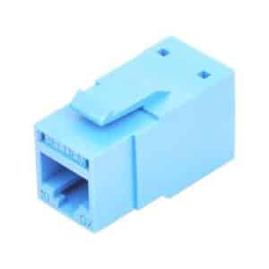 Connecteur modulaire RJ45 Cat5e Belden RVAMJKUTB‑S1 – REVConnect (bleu TIA), performance Gigabit Ethernet et installation facile.