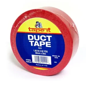 Ruban adhésif rouge (duct tape) Tape-It D60-RED – toile résistante et adhésif haute adhérence, parfait pour codage couleur, bricolage et réparations.