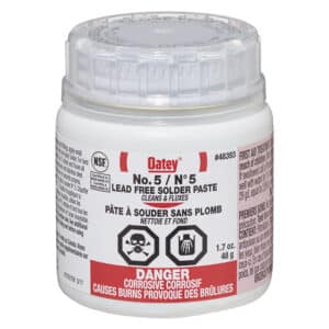 pâte à souder sans plomb, Oatey n°5, flux plomberie, pâte soudure cuivre, flux eau potable, pâte à souder plomberie, ASTM B-814, NSF 61, flux cuivre 1,7 oz