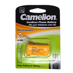 Batterie téléphone sans fil Camelion 2NH-AAA700BMU, 2.4V, 700 mAh, composée de 2 piles AAA Ni-MH rechargeables, idéale pour remplacement.