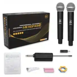 Microphone universel professionnel Acoustic Audio 96-0252-02. Son clair, réduction de bruit et compatibilité studio et live pour voix et instruments. 
