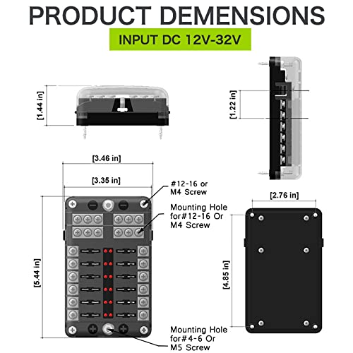 Bornier porte-fusible – Bloc à fusibles avec indicateur LED 12V / 24V