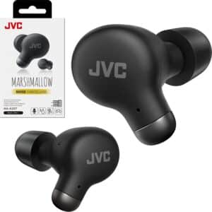 JVC Marshmallow HA-A25T-B : écouteurs true wireless noirs avec ANC, Bluetooth 5.3, mode low latency, IPX4 et 28 h d’autonomie.
