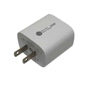 TZ-65 fast wall charger 20W with USB-C Power Delivery and USB-A Quick Charge 3.0 for iPhone, Samsung, Pixel and other USB devices.