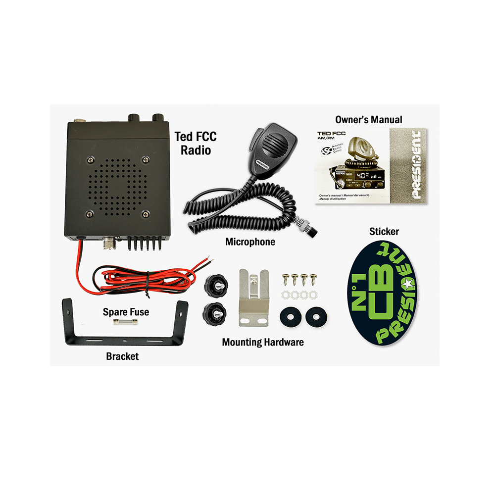 PRESIDENT TED FCC AM/FM – Radio CB Mobile 40 Canaux avec ASC Automatique